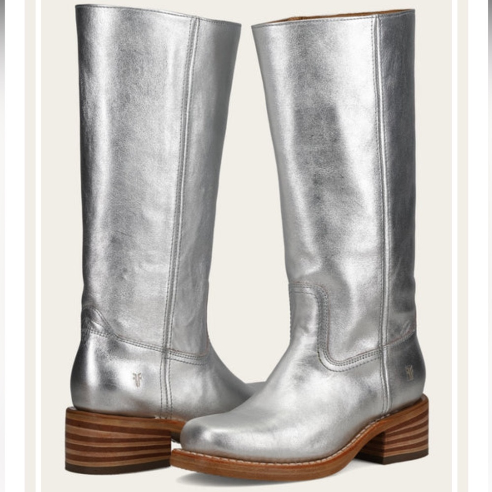 NWT FRYE silver CAMPUS 14L boots size 7.5